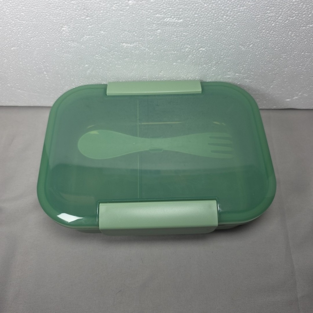 Green Bento Container with Utensil Meal Prep Lunch‎ Box